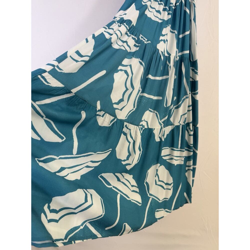Kenny Flowers Limited Edition Tiered Maxi Dress Teal Women’s M Resort Vacation - Picture 5 of 10
